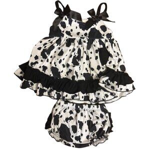 Cow Print Western Ruffle Bottoms Matching Set 12-18m Kories Kloset